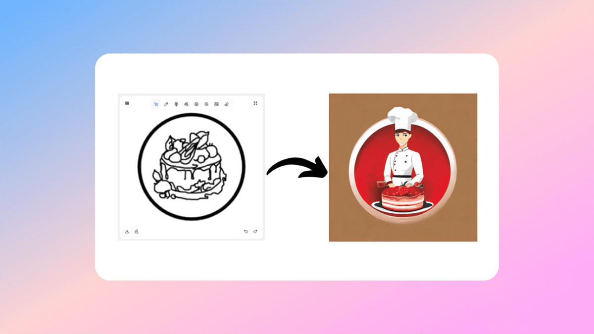 How to sketch what is in your mind and let Sketch Logo AI create logo for you with the power of AI, explained with a chef with a cake logo