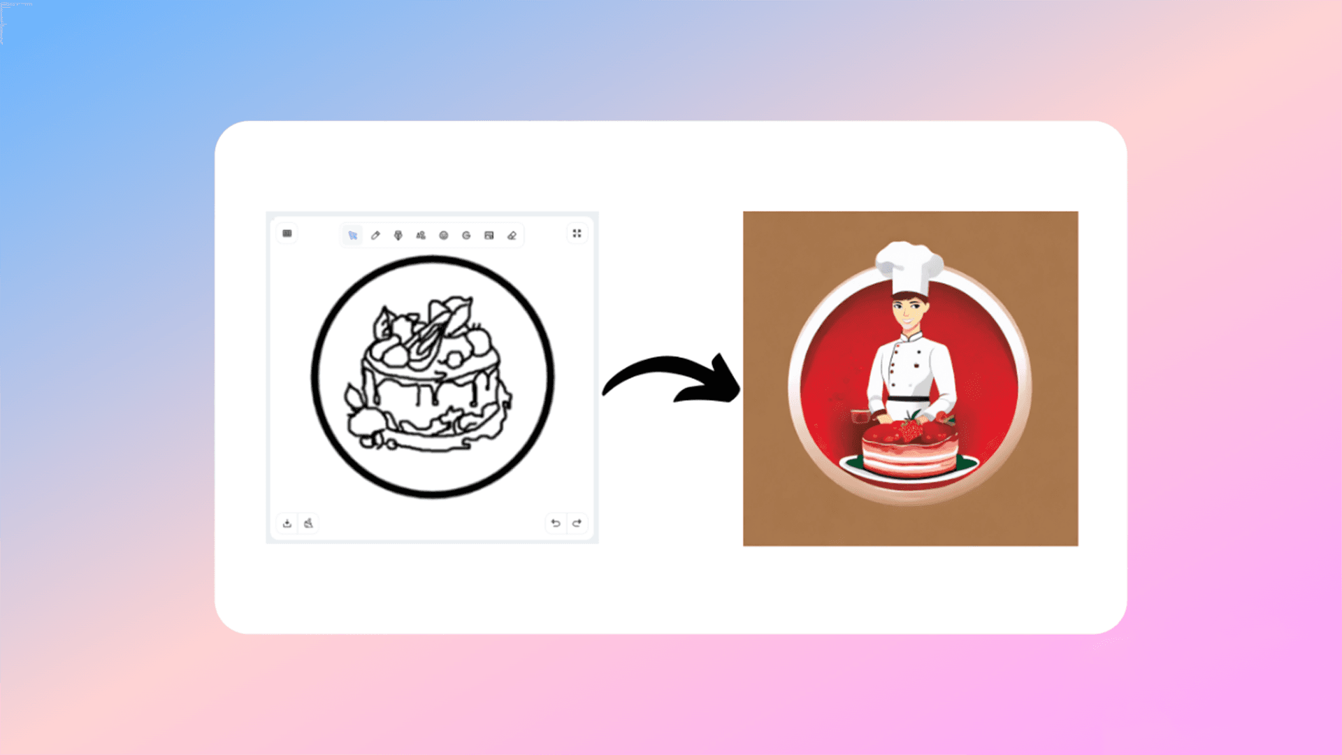 A cake with chef logo created with Sketch Logo AI