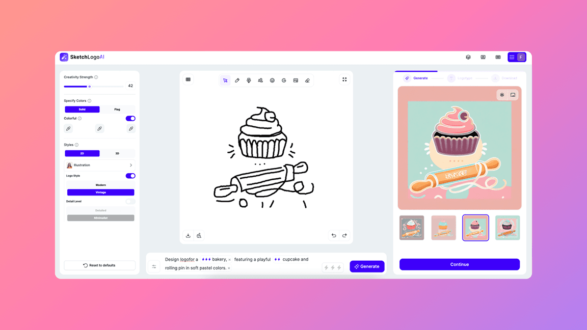 A cake logo for a bakery shop created by Sketch Logo AI