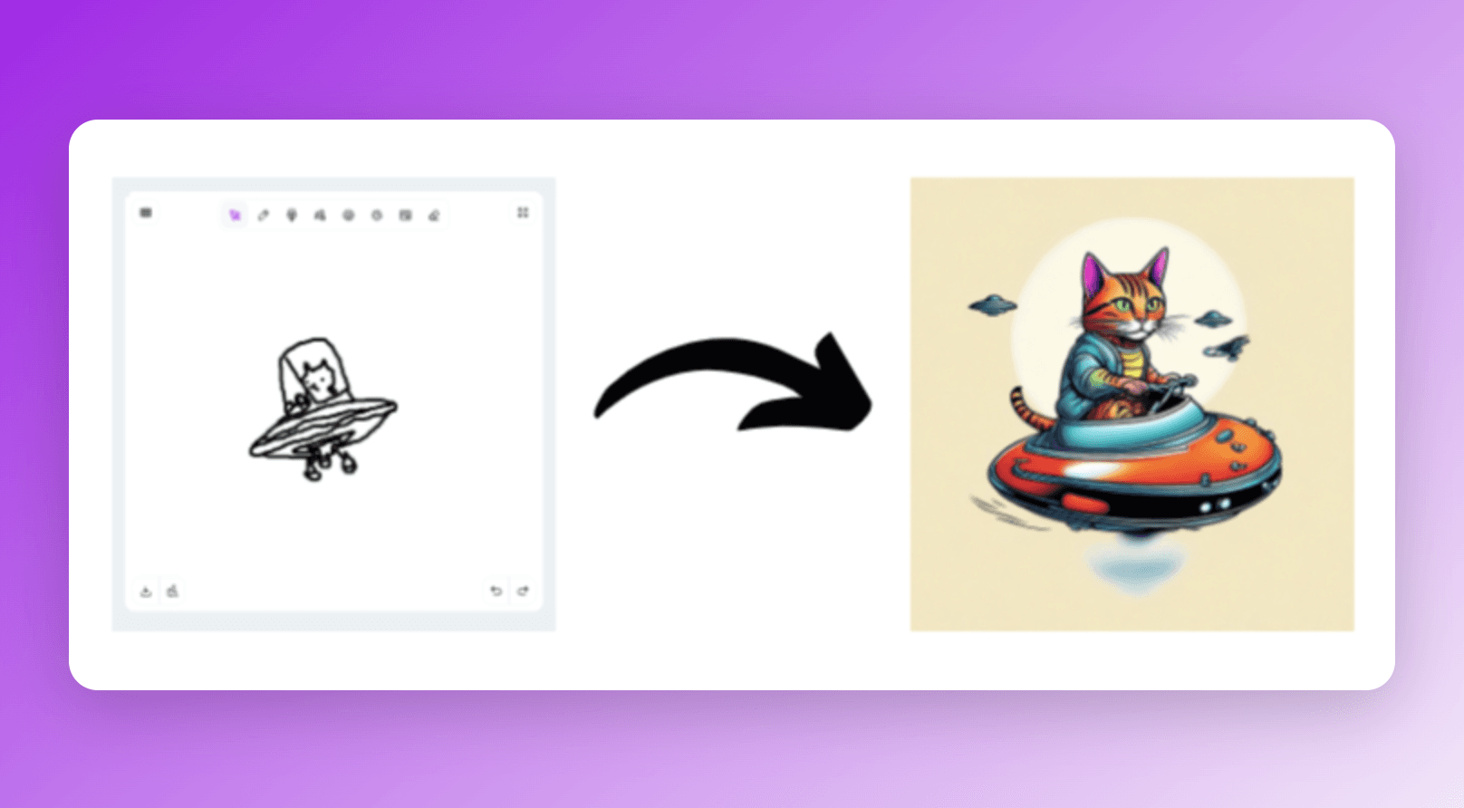 The use of Sketch Logo AI when designing a cat tattoo using a ufo vehicle on your sleeve