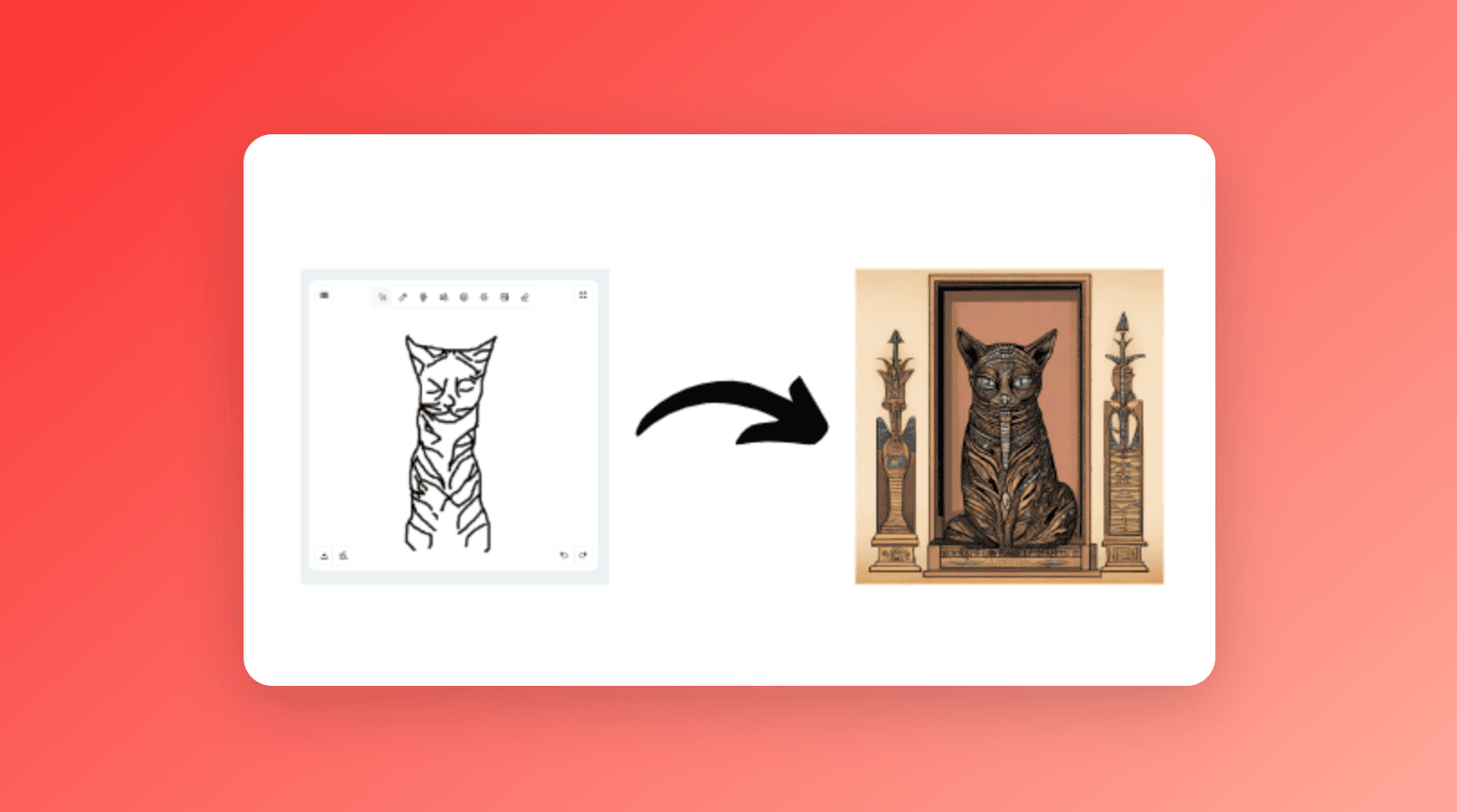 The creation of the mummified cat tattoo in ancient times by Sketch Logo AI