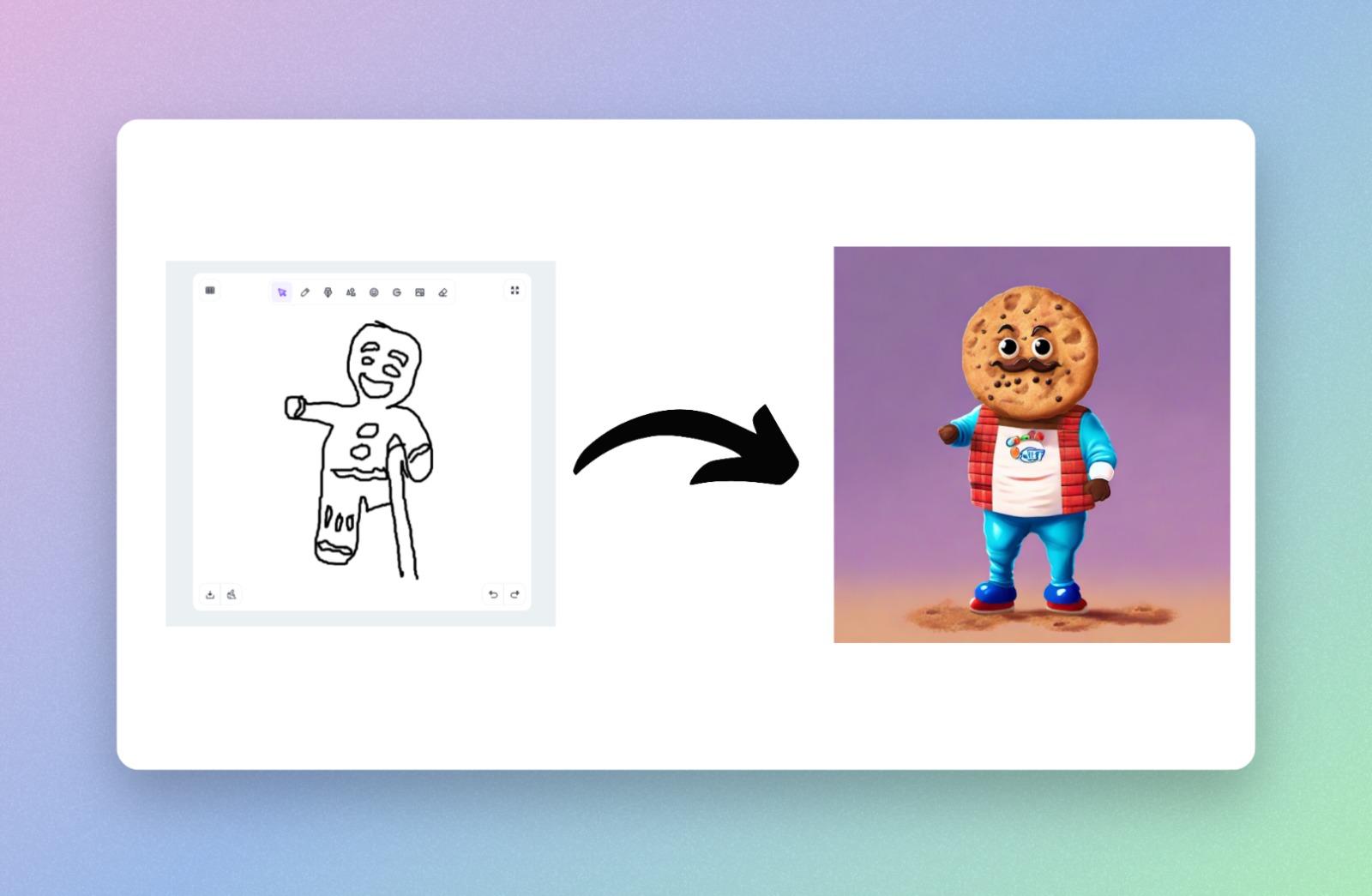 The use of Sketch Logo AI when creating a cookie man NFT