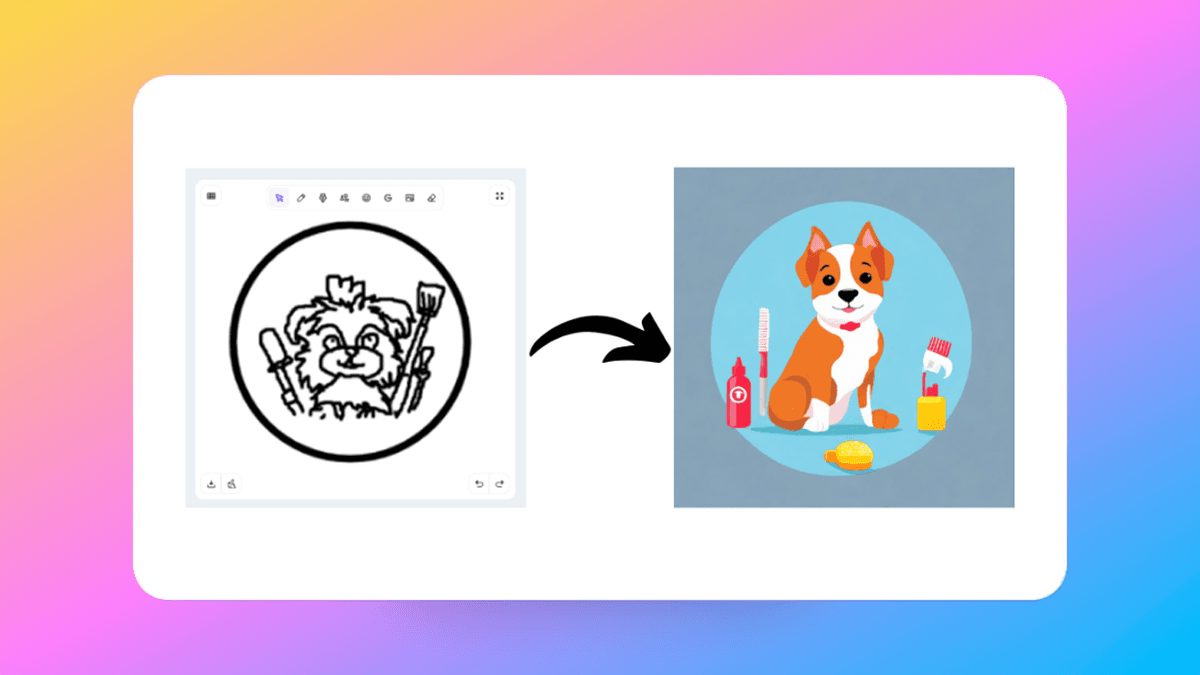 How to create logos like Midjourney by sketching and prompting with Sketch Logo AI, explained with a dog logo