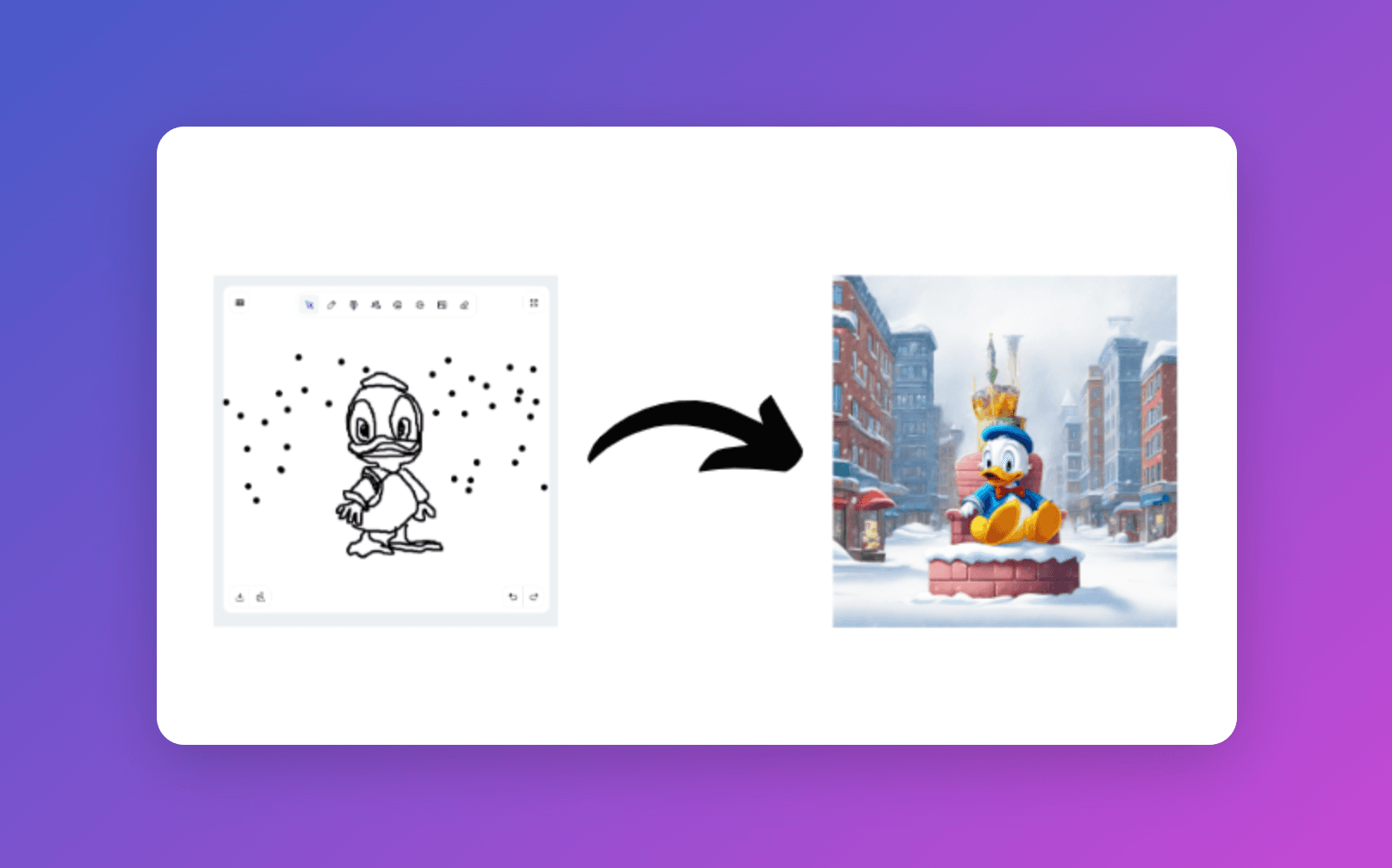 The use of Sketch Logo AI when creating an illustration of an baby Donald Duck