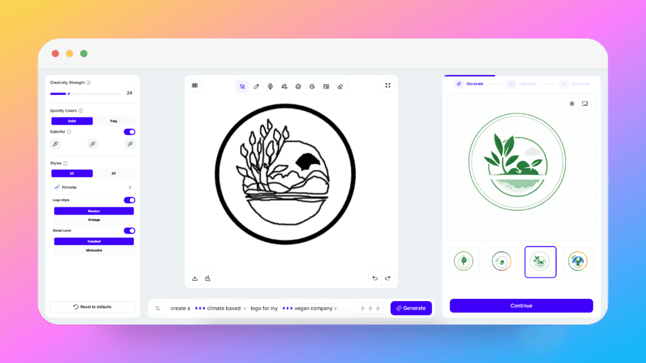 a sketch and the logo of a fern with Sketch Logo AI