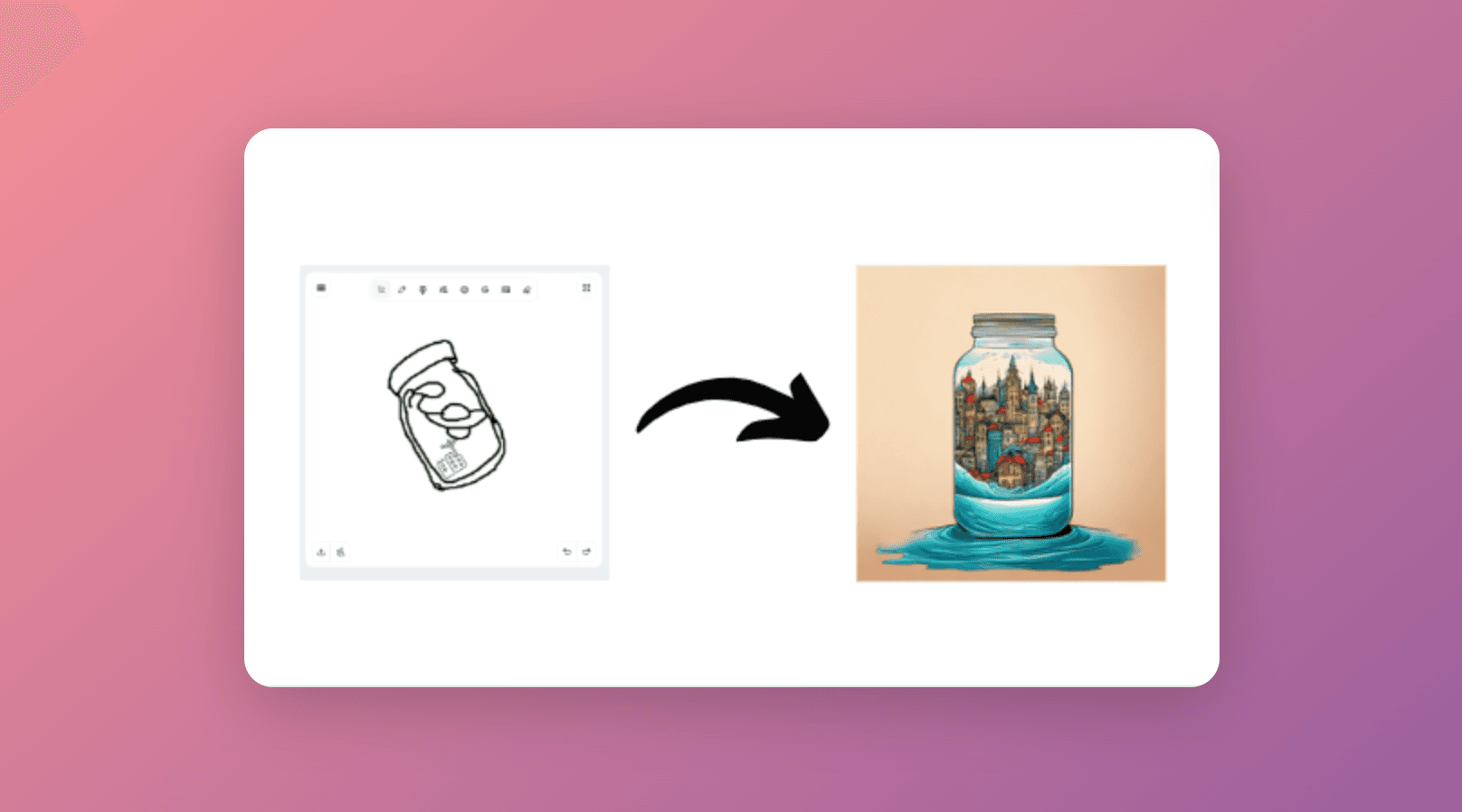 Designing of the city tattoo stuck in the water in the jar with Sketch Logo AI