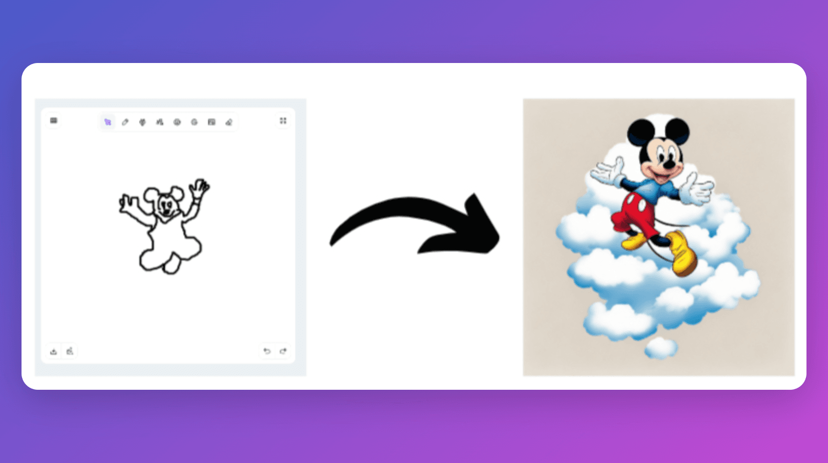 The use of Sketch Logo AI when designing mickey mouse tattoo on your sleeve