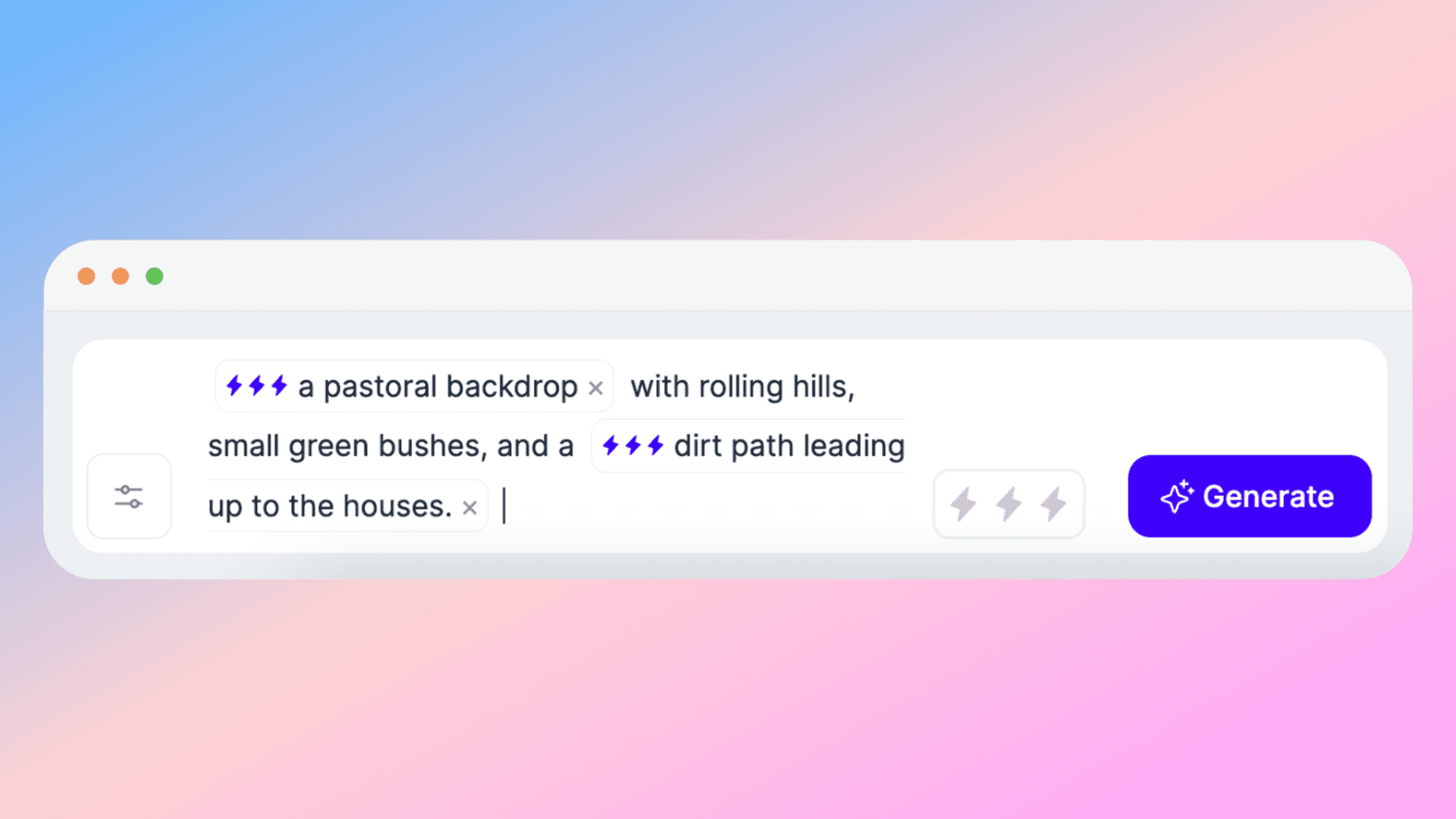 Prompt box UI of Sketch Logo AI with village house prompt