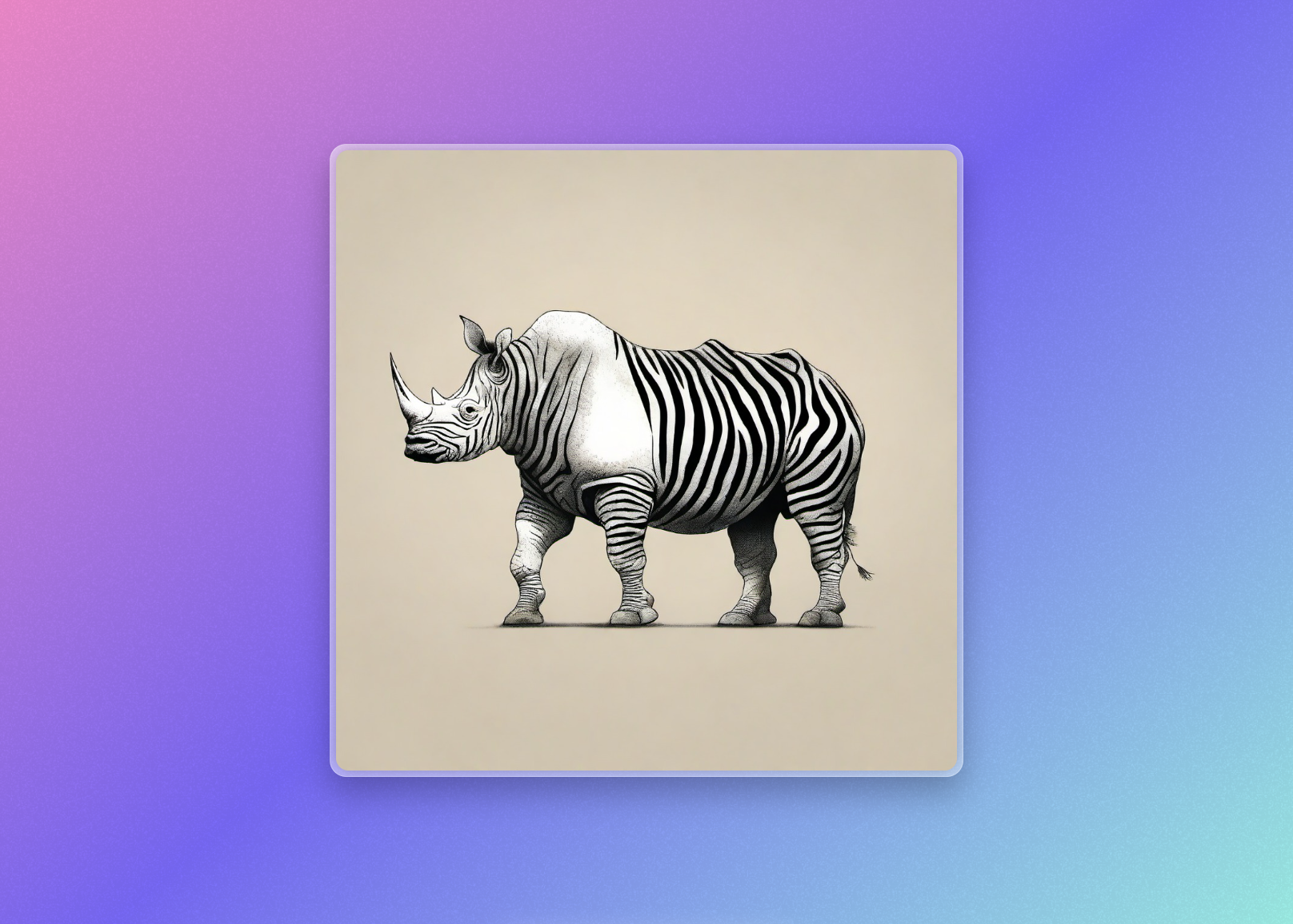 Rhino with zebra appearance output second variant from Sketch Logo AI