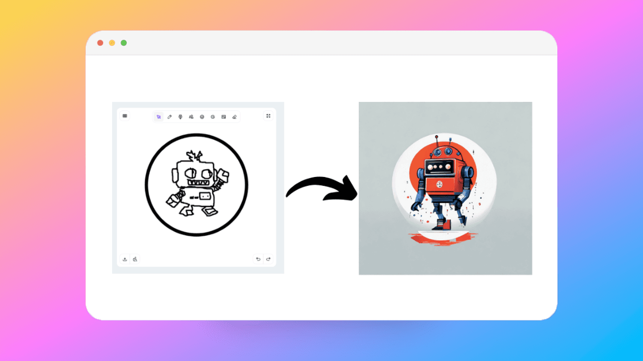 Logo of a robot created with Sketch Logo AI