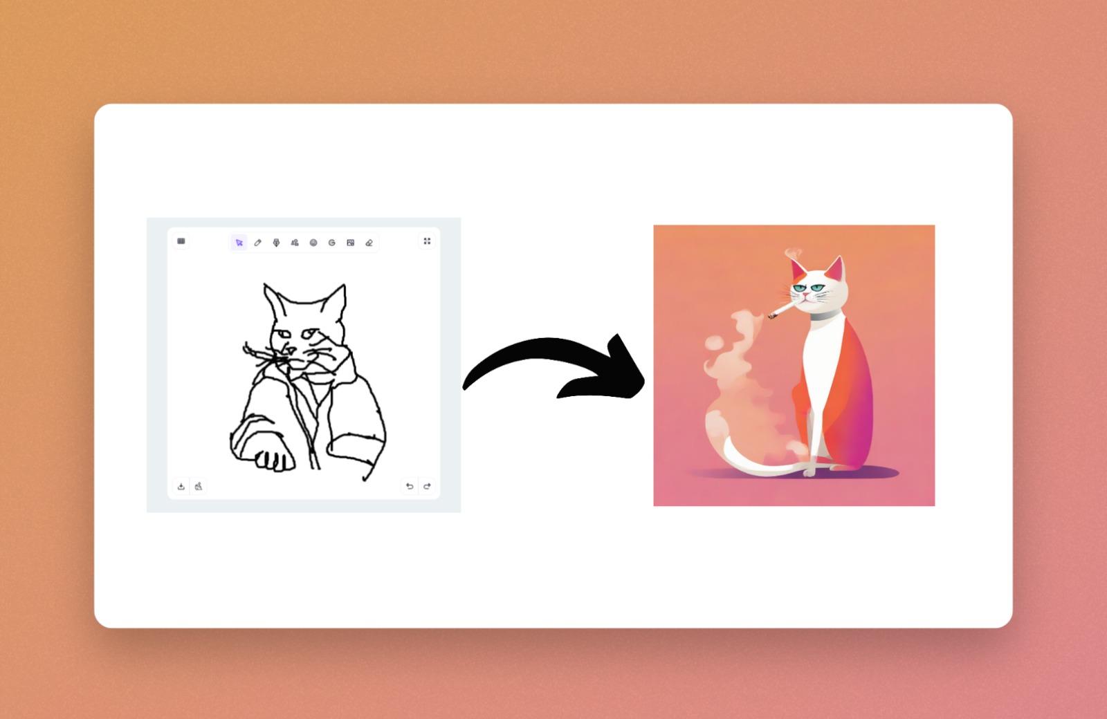 The use of Sketch Logo AI when making the smoking cat NFT