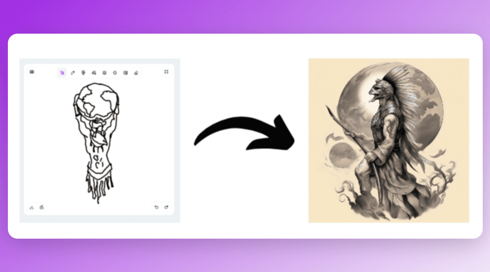 Using Sketch Logo AI to design a warrior tattoo on your arm