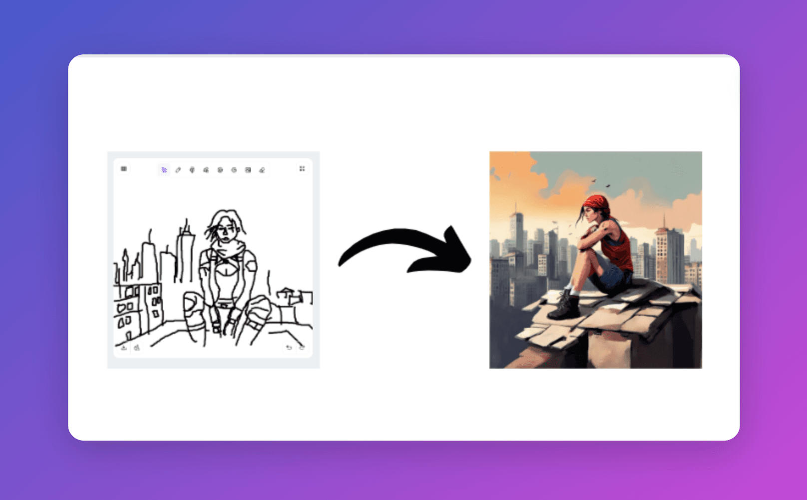 The use of Sketch Logo AI when creating an illustration of an injured woman