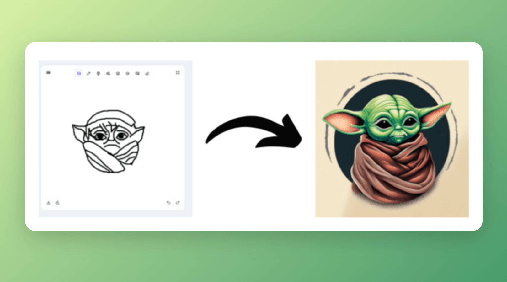 Using Sketch Logo AI when designing a Yoda tattoo on your sleeve