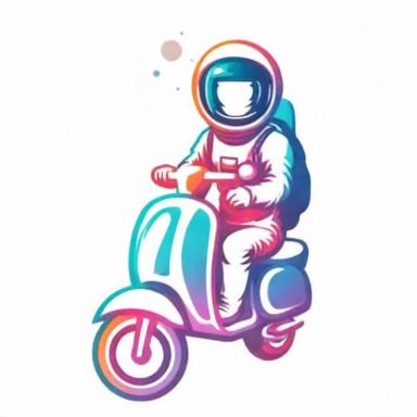 Astronaut riding scooter illustration by Sketch Logo AI