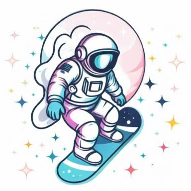 Astronaut skateboarding illustration by Sketch Logo AI