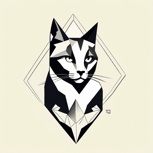 Geometric Cat Tattoo