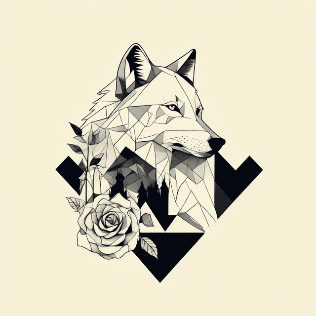 Geometric Wolf Tattoo