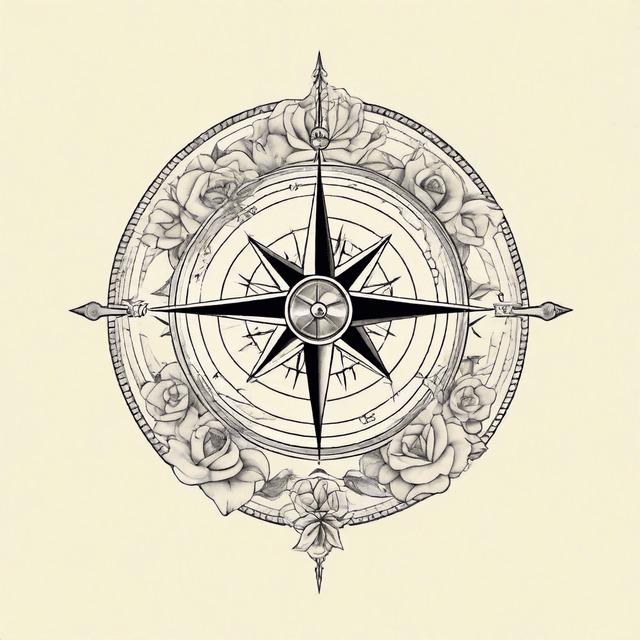 Neo Traditional Compass Tattoo