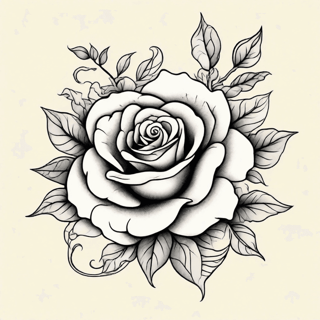 Blooming Rose and Vines Tattoo