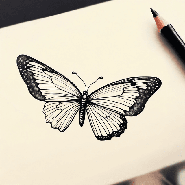 Neo Traditional Flying Butterfly Tattoo