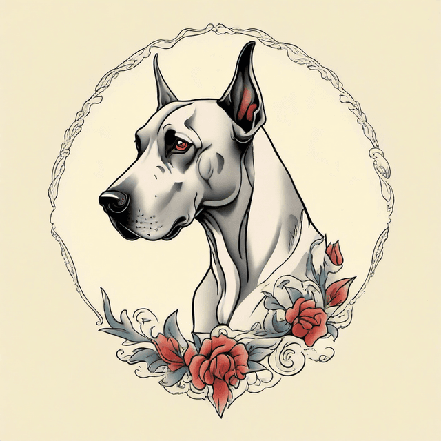 Regal Great Dane Dog Tattoo