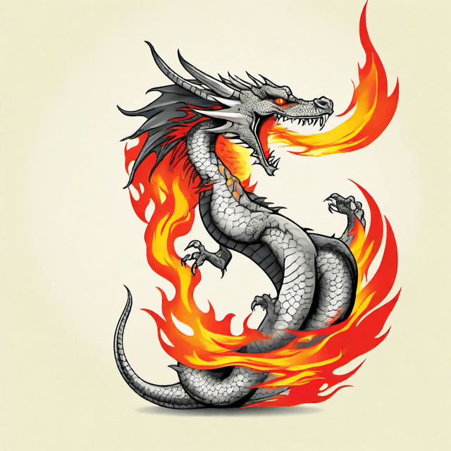 Dragon Spitting Fire Tattoo