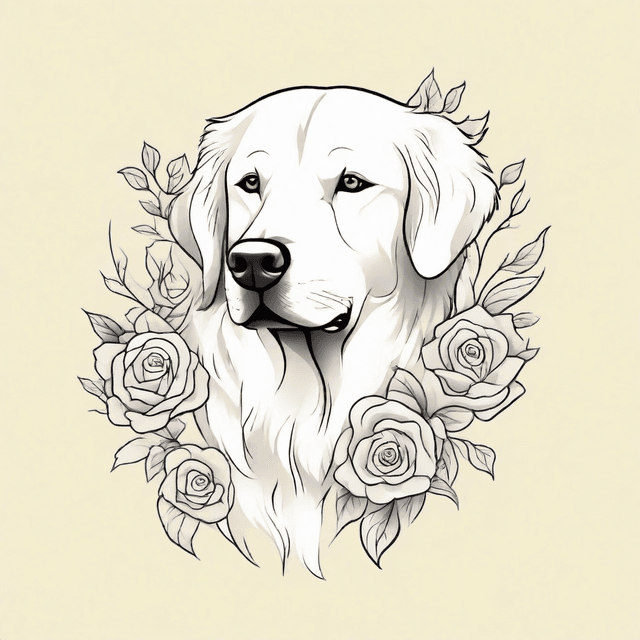 Dignified Golden Retriever Dog Tattoo