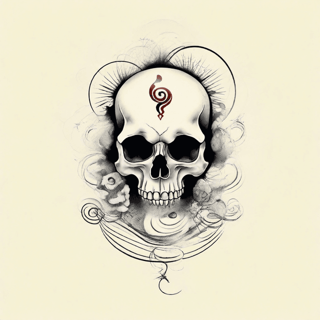 Skull with Symbol Tattoo