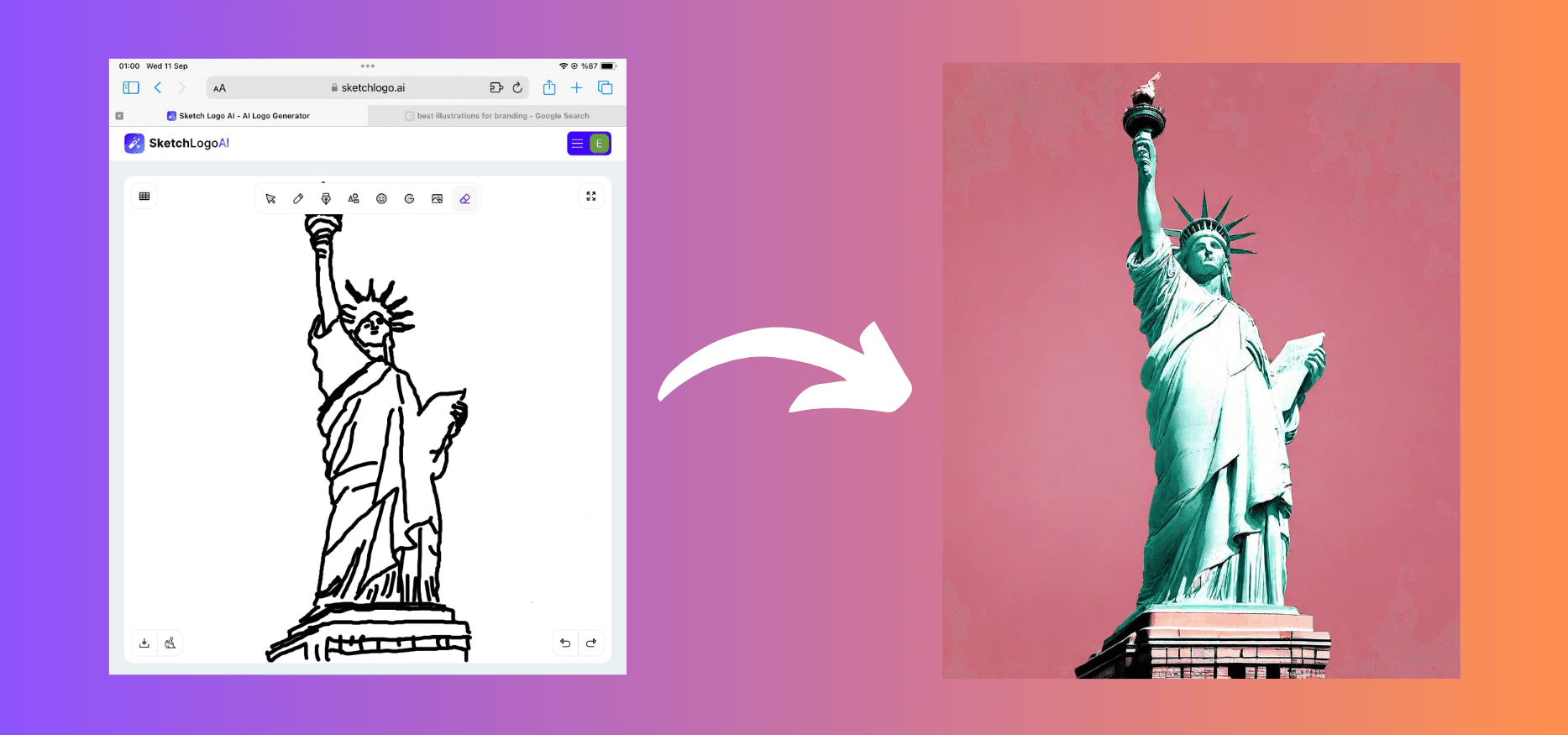 Sketh to illustration is easy with Sketch Logo AI!