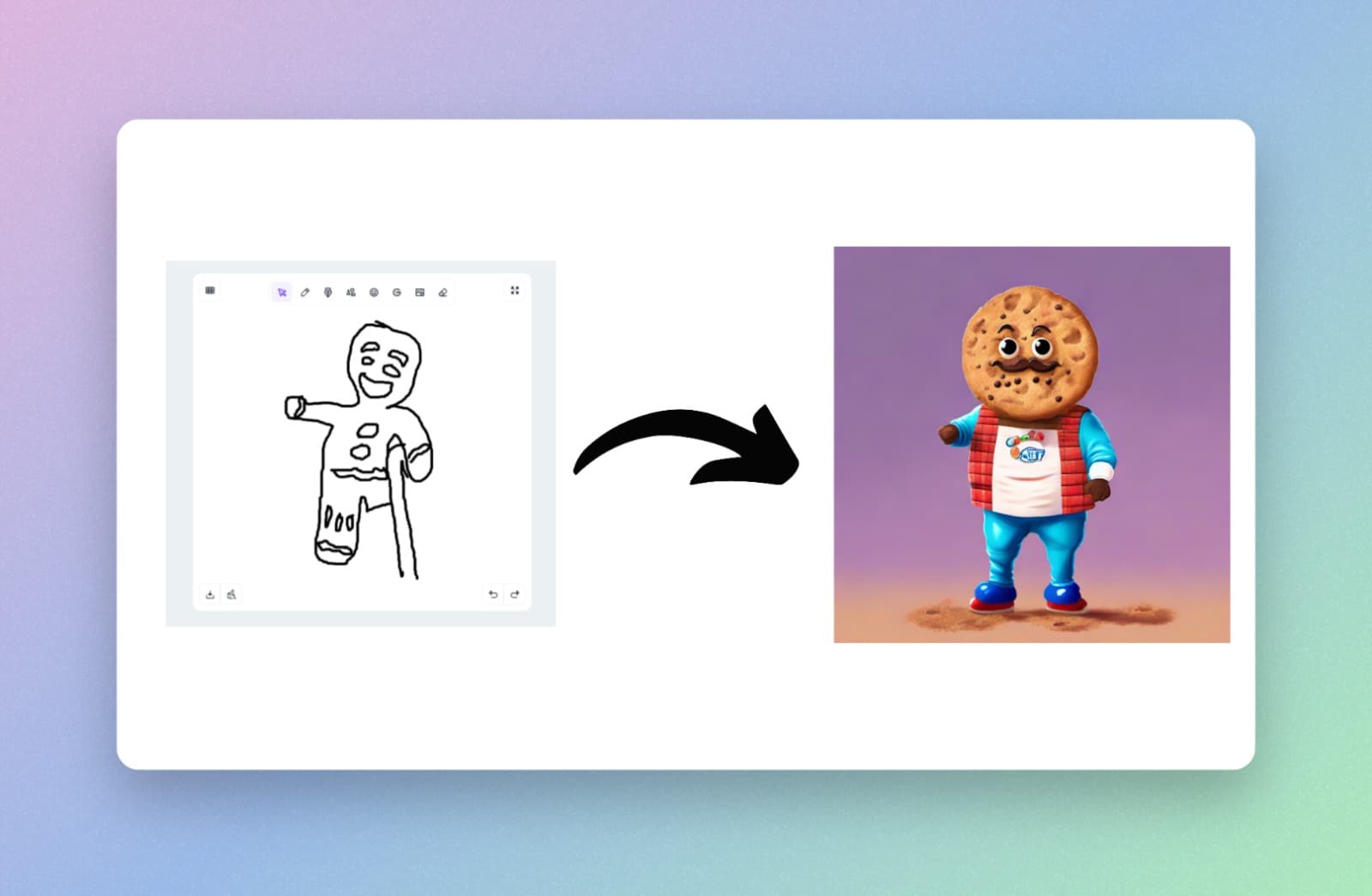 The use of Sketch Logo AI when creating a cookie man NFT