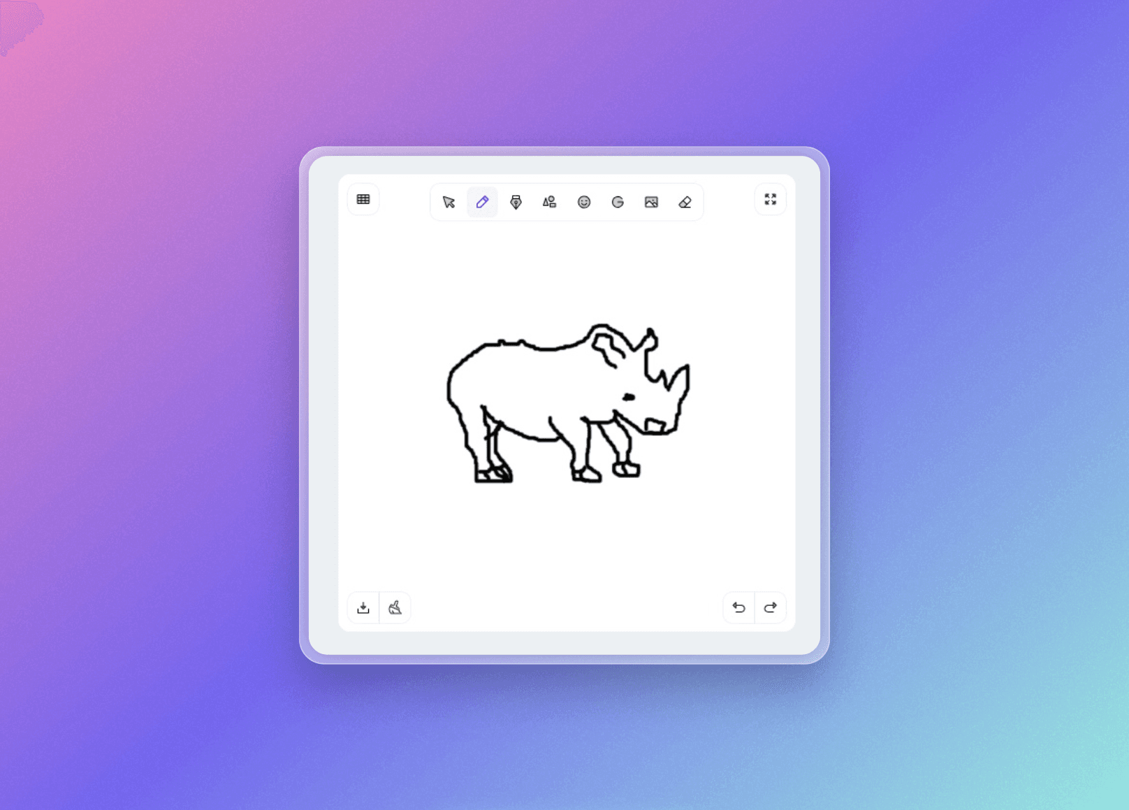 Rhino Sketch drawn on Sketch Logo AI Canvas